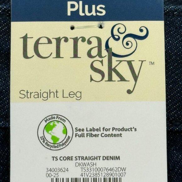 NWT Terra & Sky Women Core Straight High Rise Stretch Navy Denim Jeans Plus 26W - Picture 5 of 11